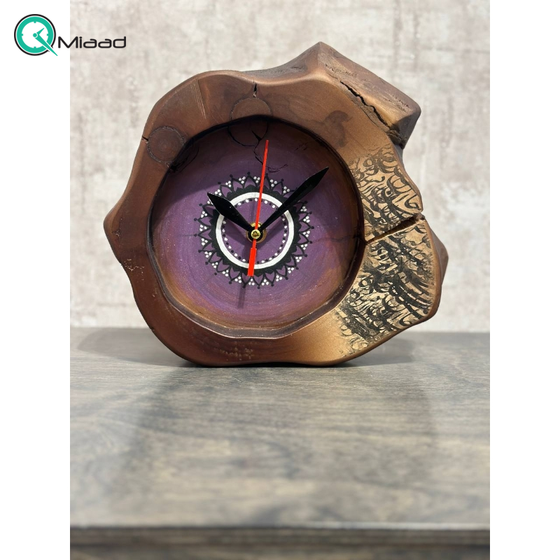 ساعت رومیزی چوبی دست ساز لوتوس مدل 450 صفحه بنفش