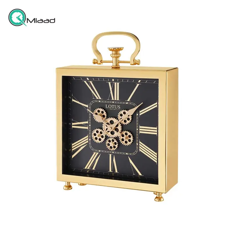 ساعت رومیزی فلزی چرخ دنده لوتوس مدل 801 Gold-Bl ساعت رومیزی