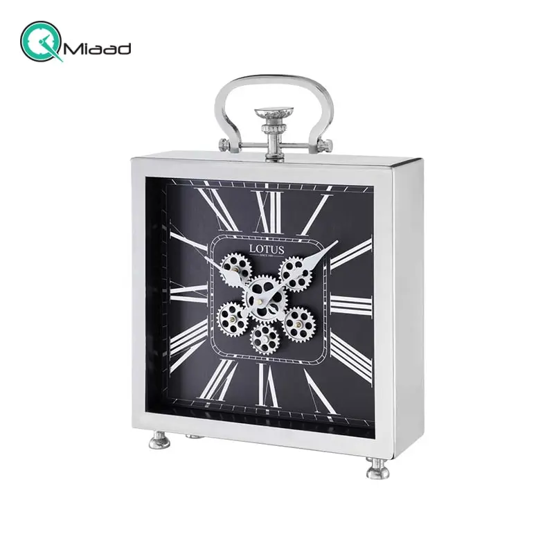 ساعت رومیزی فلزی چرخ دنده لوتوس مدل 801 Silver-Bl ساعت رومیزی
