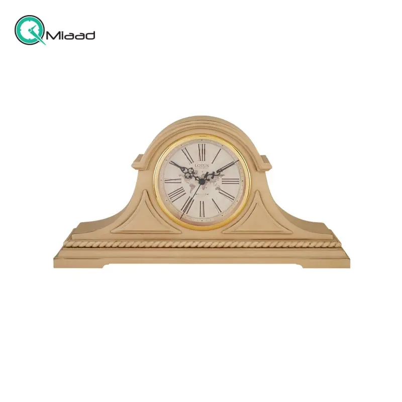 ساعت رومیزی چوبی لوتوس مدل 5508 کرم پتینه ساعت رومیزی