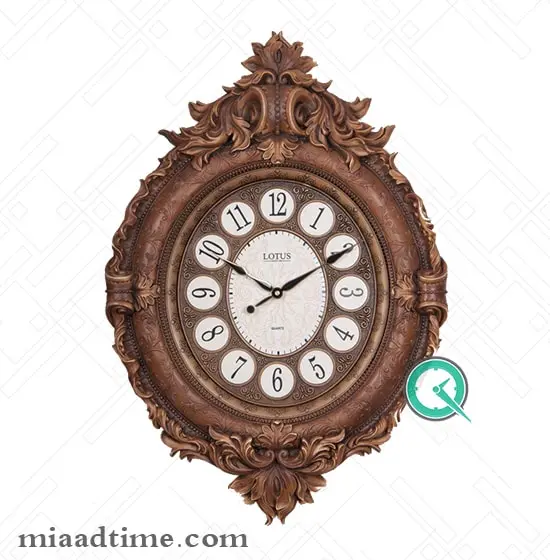 ساعت دیواری پلی رزین لوتوس رنگ قهوه ای | کد PH-701-BR ساعت دیواری