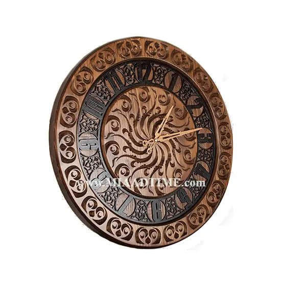 ساعت دیواری چوبی گرد مدل گل کد SA-03012 ساعت دیواری لوکس با قیمت