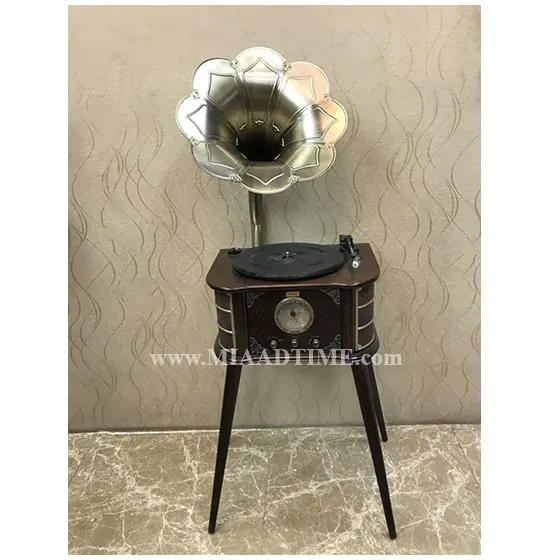 گرامافون پایه دار والتر قهوه ای شیپور فلزی مدل 1206F گرامافون