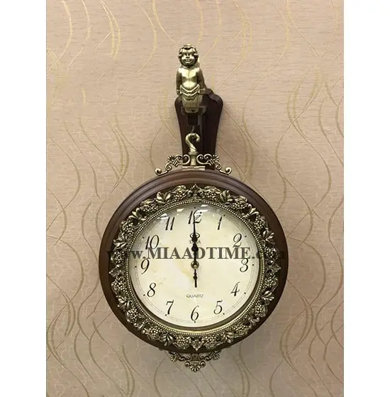 ساعت دیواری دو طرفه تارا طرح چوب مدل 230 قیمت ساعت دیواری چوبی دوطرفه
