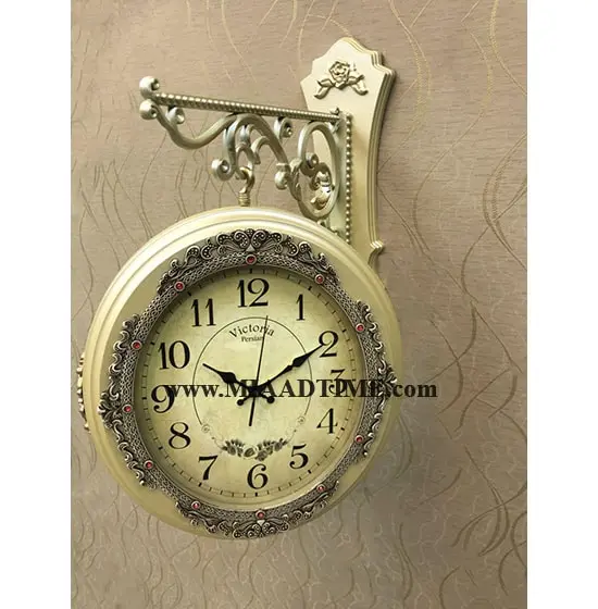 ساعت دیواری ویکتوریا دو طرفه کد 13967 قیمت ساعت دیواری چوبی دوطرفه