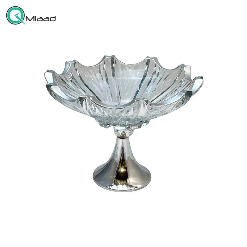 میوه خوری الیزه، ظرف میوهخوری کریستالی پایه کوئیز نقره ای کد 143 میوه خوری بیضی
