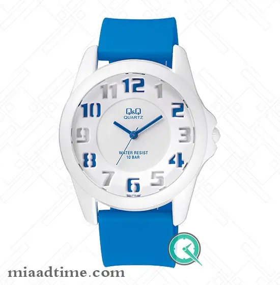 ساعت کیو اند کیو q&q | صفحه سفید بند آبی | کد VR42J007Y ساعت