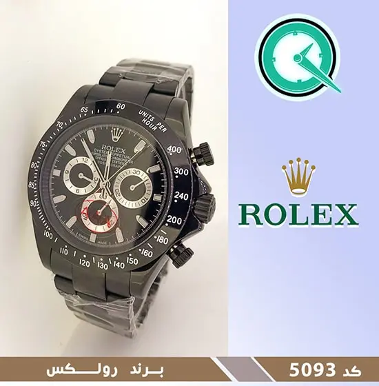 ساعت مچی رولکس مردانه کرنوگراف فلزی مشکی کد 5093 خرید اینترنتی ساعت مچی سه موتوره مردانه