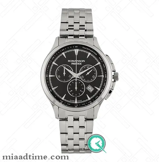 ساعت رومانسون Romanson | مردانه سه موتوره، صفحه مشکی، بند استیل | کد TM3258HM1WA32W ساعت