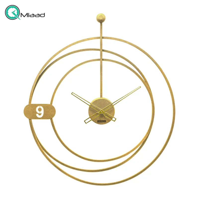 ساعت دیواری فلزی شوبرت، ساعت دیواری مدرن و ساده فلزی قطر 60 سانت با موتور آرامگرد، مدل 5377 طلایی ساعت دیواری