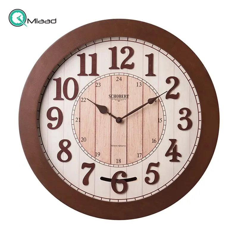 ساعت دیواری شوبرت، ساعت دیواری چوبی سایز 50 با موتور آرامگرد درجه یک تایوانی پاندولی (عدد 6 به صورت متحرک) | کد 6315 ساعت دیواری