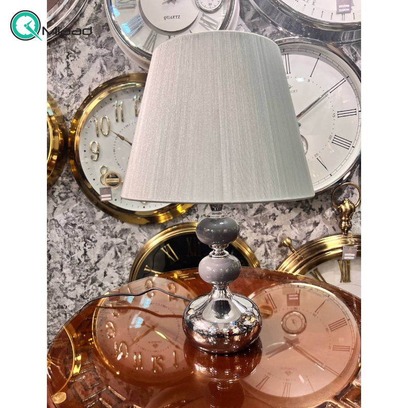 آباژور رومیزی مدل ابریشم رنگ نقره ای