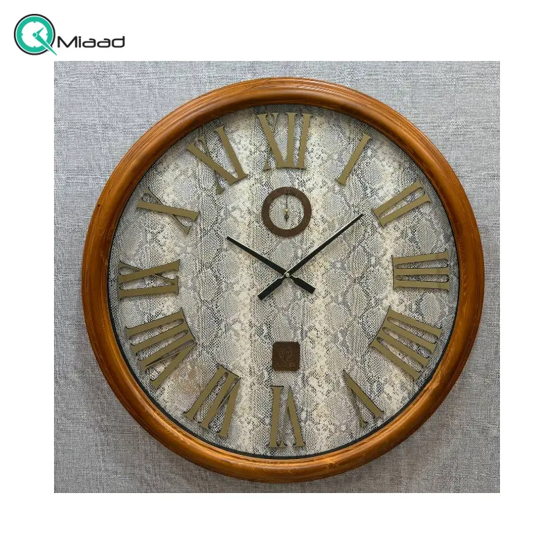 ساعت دیواری چوبی ورتیچ مدل 1880، ساعت دیواری دو موتوره با چوب طبیعی سایز 80 با موتور آرامگرد تایوانی، اعداد یونانی برجسته ساعت دیواری