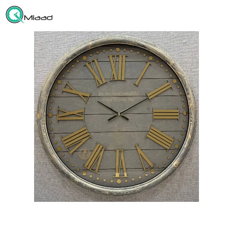 ساعت دیواری چوبی ورتیچ مدل 9092، ساعت دیواری کلاسیک با چوب طبیعی سایز 90 با موتور آرامگرد تایوانی، اعداد یونانی برجسته ساعت دیواری