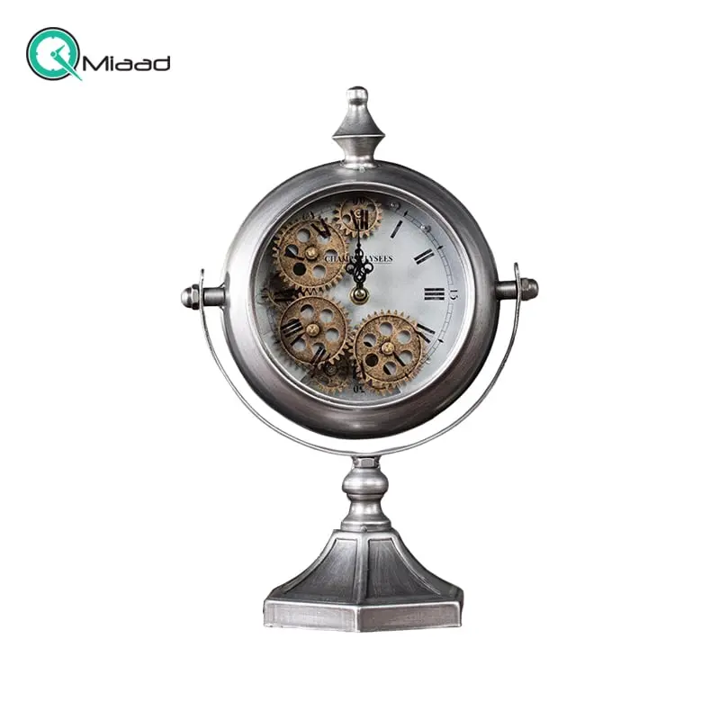 ساعت رومیزی فلزی اسکلتون کد 6092211 سیلور ساعت رومیزی