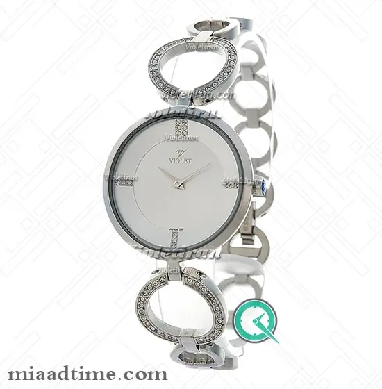 ساعت ویولت Violet زنانه | گرد, فلزی نگین دار, استیل صفحه سیلور | کد 0336L ساعت