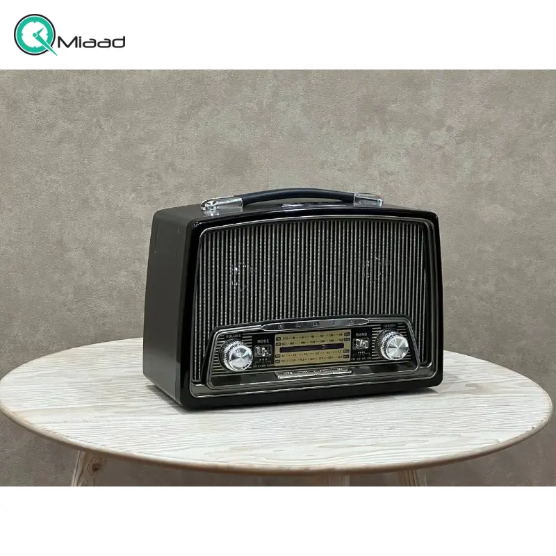 رادیو کلاسیک و شارژی 1929، رادیو نوستالژی قابلیت گیرندگی 3 موج رادیو FM,AM و SW3 ، پخش موسیقی و فایلهای MP3، اتصال از طریق بلوتوث، اتصال فلش مموری USB، قابلیت اتصال AUX، رنگ مشکی رادیو شارژی