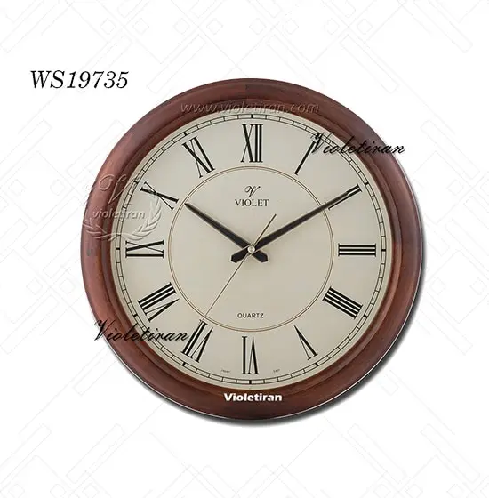 ساعت دیواری چوبی ویولت، ساعت دیواری قطر 40 با چوب راش و موتور ژاپنی، مدل 19735 ساعت