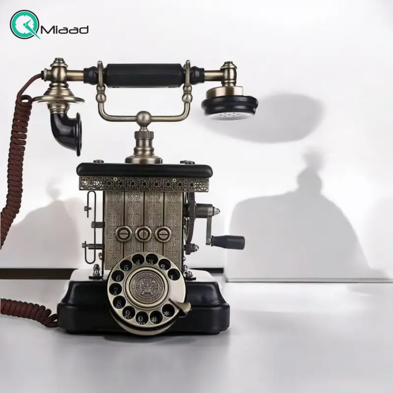 تلفن کلاسیک و سلطنتی آنتیک مدل LX.1923، تلفن طرح قدیمی با شماره گیر چرخشی از جنس فلز و رزین کد  قیمت تلفن قدیمی سلطنتی