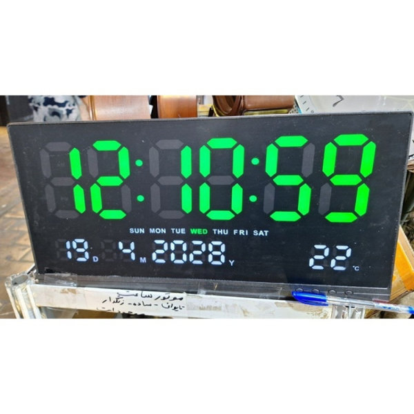 ساعت رومیزی و دیواری دیجیتال مدل 8025، ساعت دیجیتال بزرگ رومیزی با قابلیت نصب بر روی دیوار، دارای آلارم، قابلیت تقویم و دماسنج