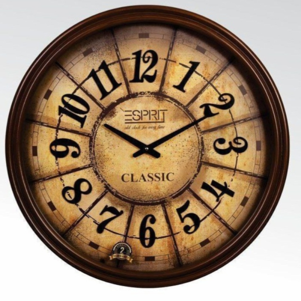ساعت دیواری چوبی اسپریت مدل 2011، ساعت زیبا و کلاسیک با رنگ قهوه ای، دارای سه سایز، متریال چوب، دارای اعداد درشت لاتین، سایز 50
