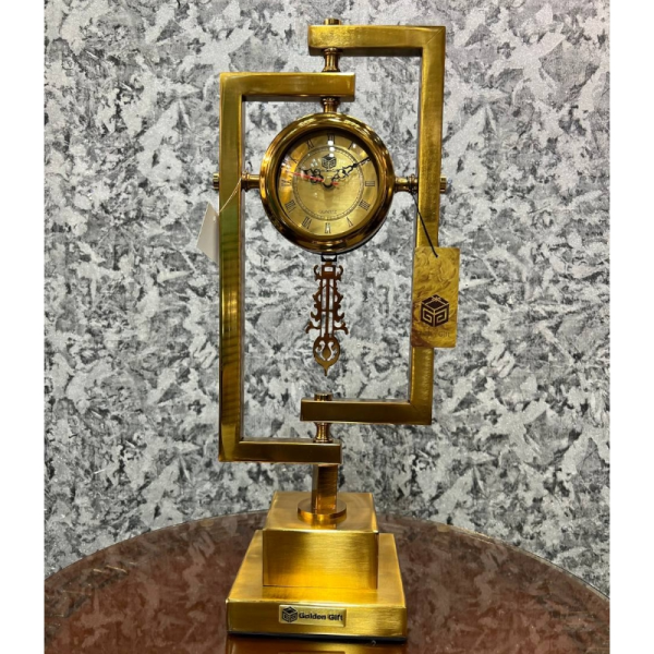 ساعت رومیزی مدل 1411، ساعت رومیزی تمام فلزی بسیار زیبا و مدرن، دکوری و بسیار زیبا، رنگ طلایی کل جزییات ساعت