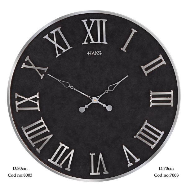 ساعت دیواری استیل، ساعت دیواری مدرن در دو سایز، اعداد دوبل، متریال استیل عقربه ها، صفحه زیبا و چرمی ساعت، ترکیب رنگ مشکی نقره ای، سایز 70 | کد 7003