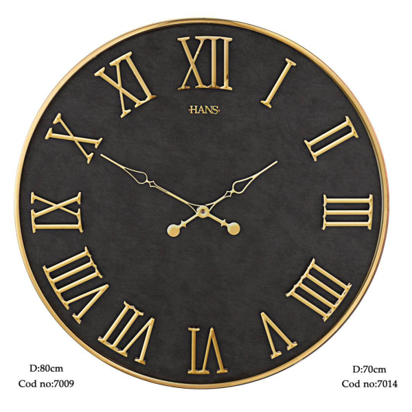  ساعت دیواری استیل، ساعت دیواری مدرن در دو سایز، اعداد دوبل، متریال استیل عقربه ها، صفحه زیبا و چرمی ساعت، ترکیب رنگ مشکی طلایی، سایز 70 | کد 7014