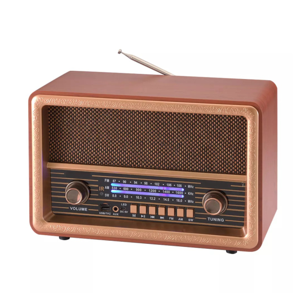 رادیو شارژی کلاسیک، رادیو شارژی قابل حمل با قابلیت های فوق العاده، دکوری زیبا مناسب خانه و محل کار، مدل 8076، رنگ روشن