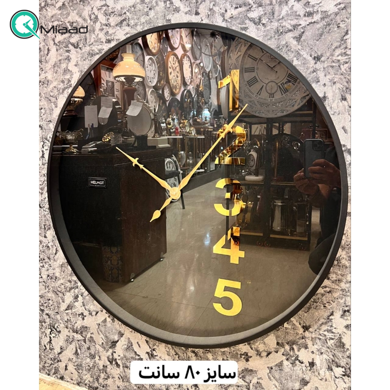 ساعت دیواری هلموت کد 6079، ساعت دیواری مدرن عدد خطی با طراحی مینیمال با زه فلزی رنگ استاتیک، سایز 60 سانتی متر، موتور میتسو با 5 سال ضمانت هلموت  بدنه چوبی و فلزی