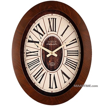 ساعت دیواری چوبی بیضی لوتوس مدل w-9828 AUBURN