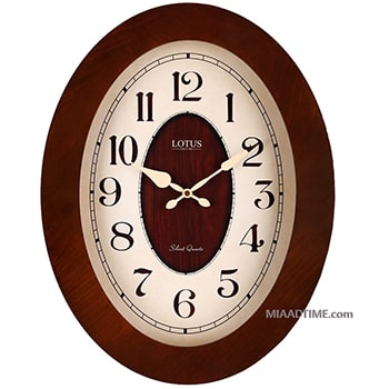 ساعت دیواری چوبی بیضی لوتوس مدل 9829