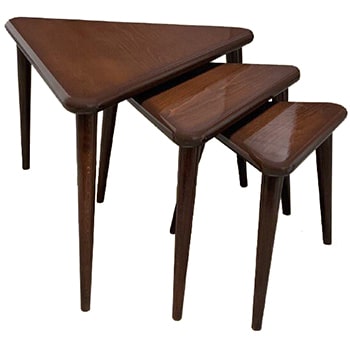 میز عسلی سه تیکه چوبی لوتوس مثلثی مدل GIOVANNA-736-BR