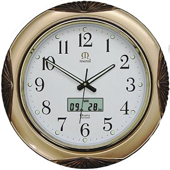 ساعت دیواری طلایی مارال با تقویم دیجیتالی کد 8