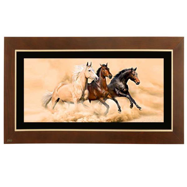  تابلو نقاشی چوبی لوتوس مدل دویدن اسب ها کد FWB-100X60-D3
