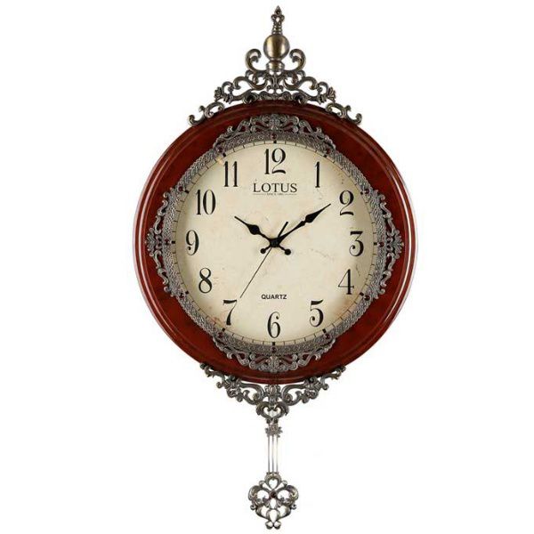 ساعت دیواری پاندول دار چوبی لوتوس کد 1803