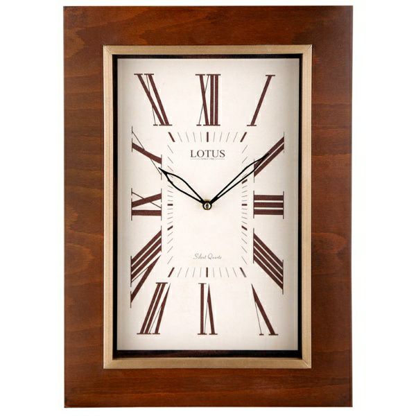 ساعت دیواری چوبی لوتوس، ساعت دیواری مستطیلی کلاسیک سایز کوچک | مدل 9912 (38 cm 27 × cm)
