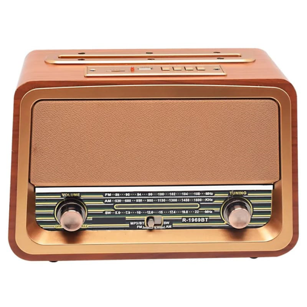 رادیو کلاسیک، رادیو شارژی قابل حمل با قابلیت های فوق العاده، طراحی نوستالژی، پشتیبانی از بلوتوث، پشتیبانی از کارت های SD و Micro SD| مدل 1969