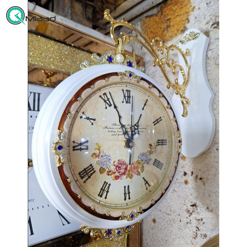 ساعت دیواری دو طرفه مدل LX.1001، ساعت دو طرفه وارداتی بسیار بینظیر با دو رنگ و متریال تمام چوب، صفحه کرم و رنگ سفید