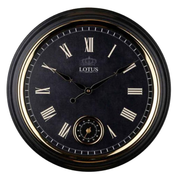 ساعت دیواری گرد فلزی لوتوس مشکی مدل GEORGEWEST-M3009-A