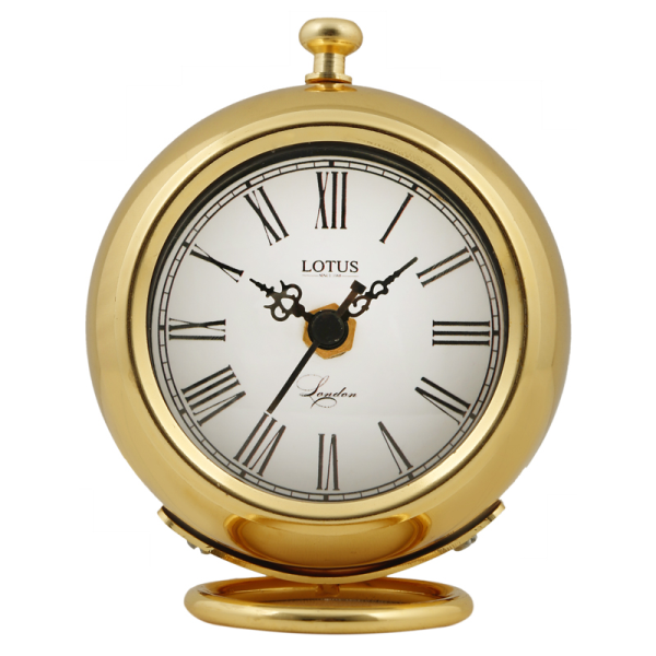 ساعت رومیزی فلزی لوتوس، ساعت رومیزی آبکاری شده با کیفیت عالی،  مدل BS-600  رنگ طلایی