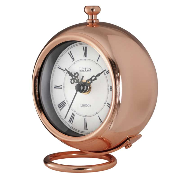 ساعت رومیزی فلزی لوتوس، ساعت رومیزی آبکاری شده با کیفیت عالی،  مدل BS-600  رنگ رزگلد