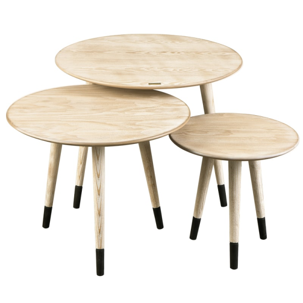 میز عسلی، میز عسلی چوبی سه تکه لوتوس، نقاشی شده به سبک روستیک، مدل DELFINA کد 738