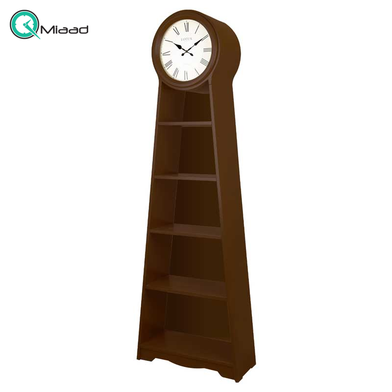 ساعت ایستاده ویترین دار لوتوس مدل 998، ساعت سالنی با طراحی ویترین دار و کتابخانه ای، ساعتی با متریال چوب مقاوم بدنه و طراحی نوین، رنگ قهوه ای قیمت ساعت ایستاده