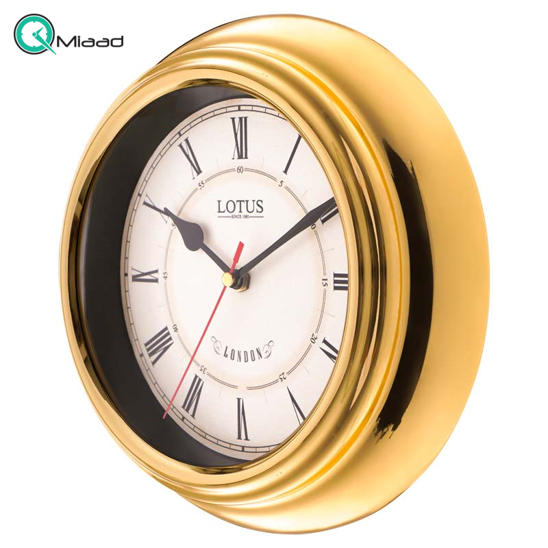 ساعت دیواری فلزی لوتو س، ساعت دیواری فلزی طلایی رنگ، فریم خاص و زیبا، سایز 26| مدل 4004  خرید ساعت دیواری شیک