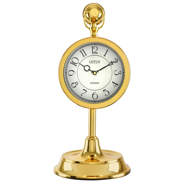 ساعت رومیزی فلزی لوتوس، ساعت رومیزی فلزی مدل WINOLA،  آبکاری باکیفیت بدنه با رنگ طلایی، مدل TC-809
