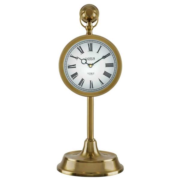 ساعت رومیزی فلزی لوتوس، ساعت رومیزی فلزی مدل WINOLA،  آبکاری باکیفیت بدنه با رنگ آنتیک، مدل TC-809