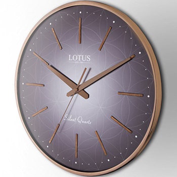 ساعت دیواری فلزی شیشه دار لوتوس رنگ رزگلد  مدل  LEO M-6617