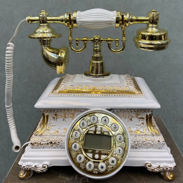 تلفن رومیزی سلطنتی میرون مدل 117، تلفن رومیزی سلطنتی با ترکیب رنگ سفید طلایی، دارای شناسه تماس گیرنده