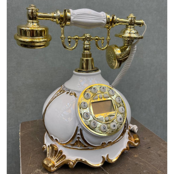 تلفن رومیزی سلطنتی میرون مدل 132، تلفن رومیزی سلطنتی با ترکیب رنگ سفید طلایی، دارای شناسه تماس گیرنده